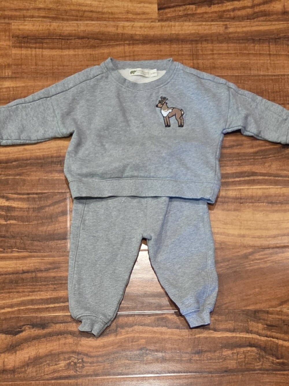 Monica + Andy EUC 12-18 Month Gray Reindeer Sweatshirt and Pets Set